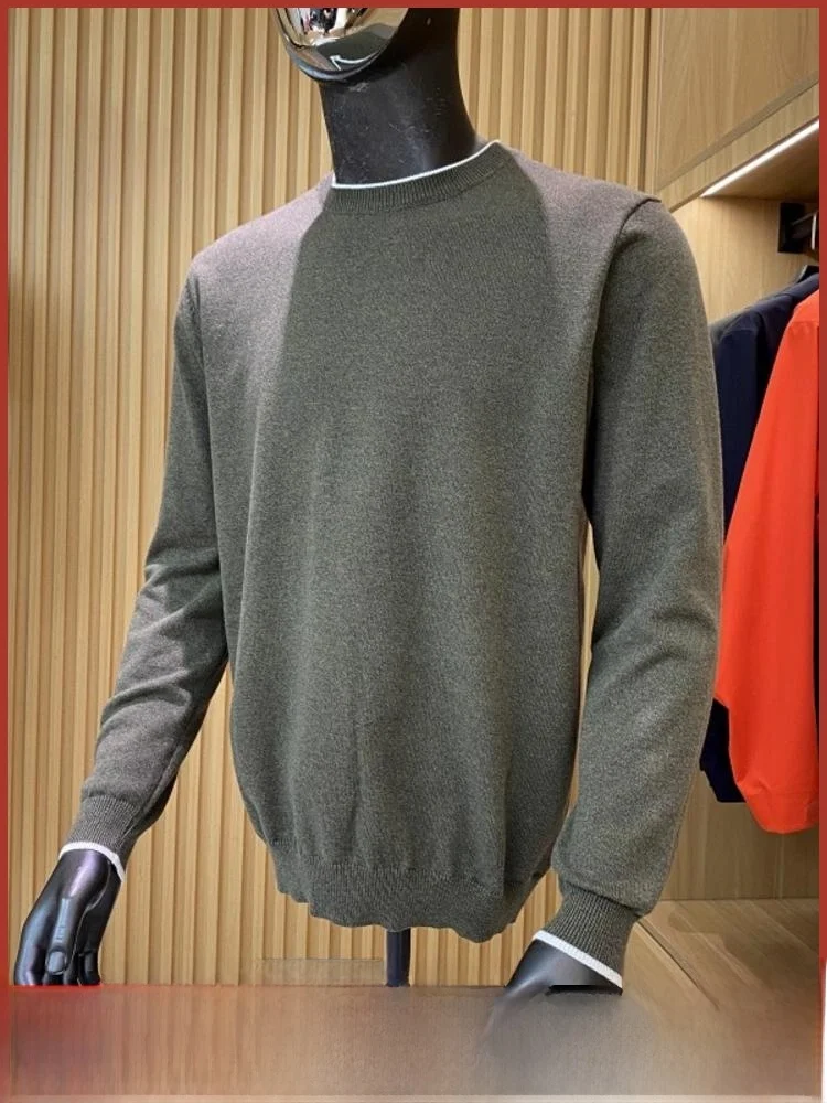 

Men's Busin Casual Basic Comfortable Breathable round Ne Sweatirt Polyester Fiber Soft Lightweight Luxury Sle