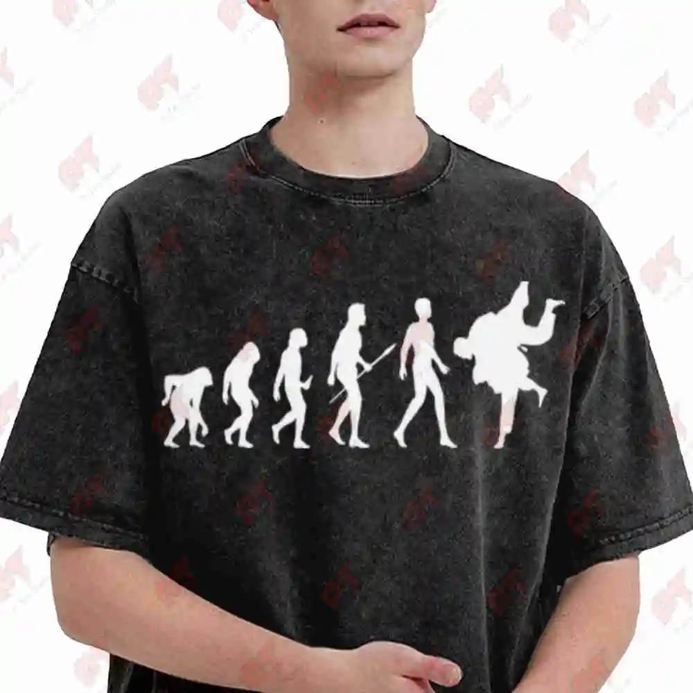 Judo Evolution Ju-Jutsu Vintage Washed Tee Pure Cotton T-Shirt