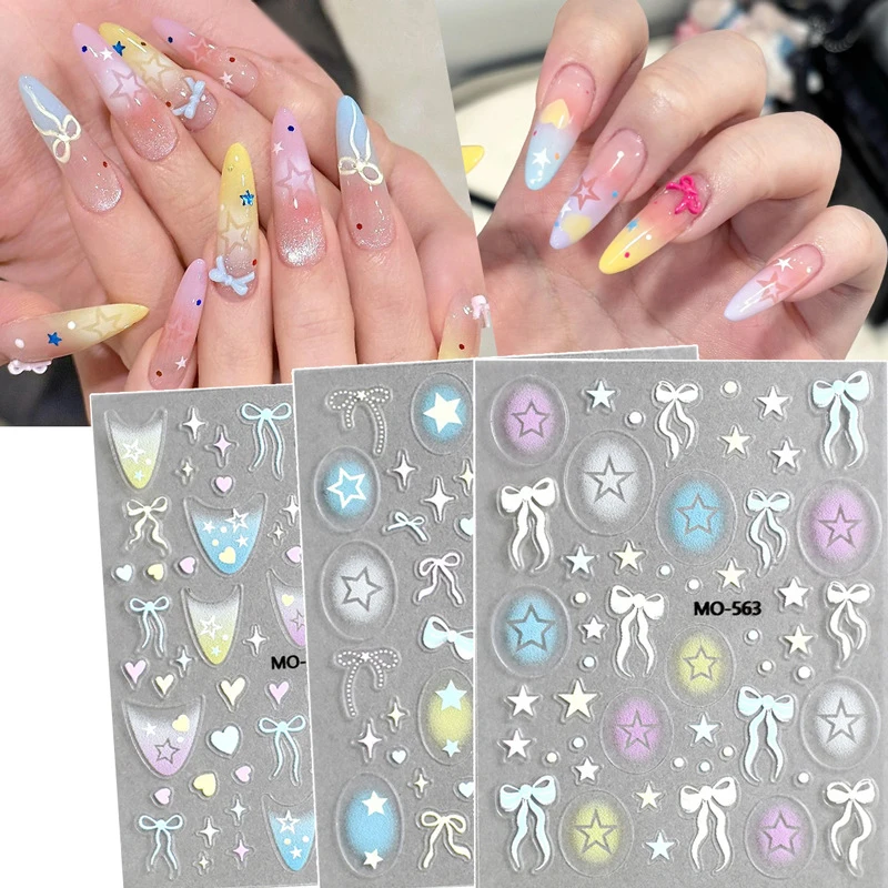 

1pcs Sakura Flower 3D Nail Stickers Star Nail Art Decals Spring Summer Adhesive Slider Decor Manicure