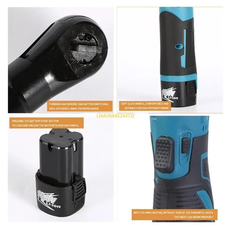 

63HA Variable Speed Wrench Cordless Electric Ratchet High Torque Power Ratchet Tool Ratchet with LED Light Battery