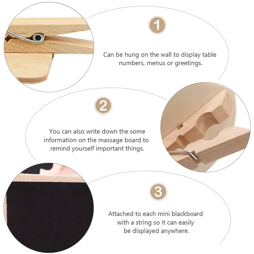 

16pcs Wooden Blackboard Chalkboard Tags For Table Decor Menu Display Wall Hanging Message Board Wood Board Reminder Note Holder