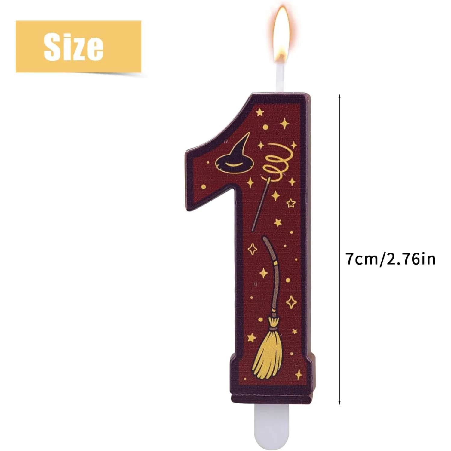 1 Set Number 0-9 Magical Themed Brown Candles, Cake Topper for Birthday Party Decorations & Supplies view 2