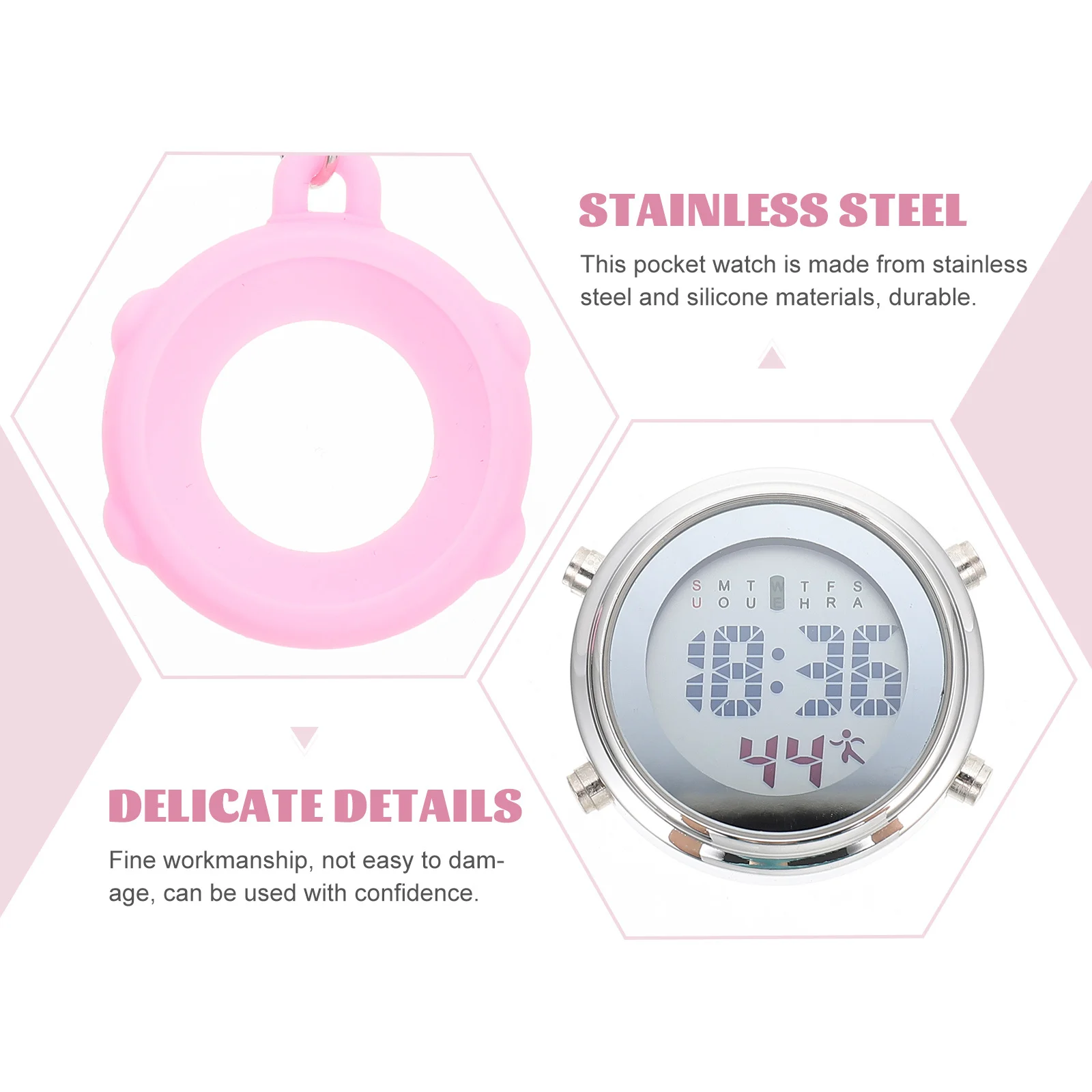 

Digital Display Nurse Watch Clip on Stainless Steel Silicone Doctor Fob Watch Medical Worker Gift Nursing Essentials