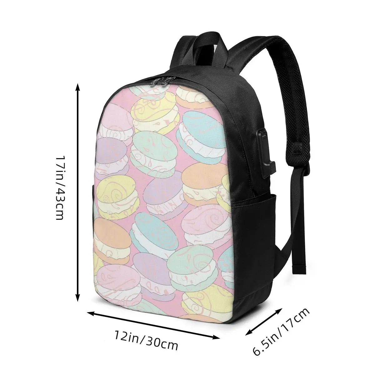 Colorful Macaron Donuts Backpack Travel Notebook Bag Computer College Student School Bag Laptop Shoulder Bags for Men Women