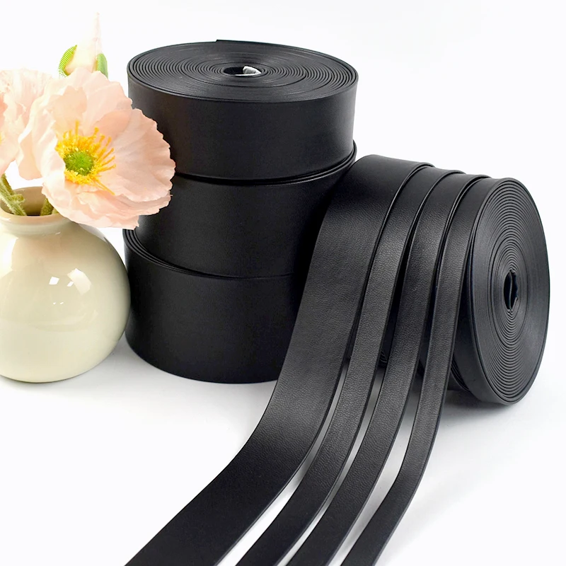 5/10Meters 3-50mm Black PU Soft Leather Webbing for Bags Clothing Necklace Bracelet Decoration Rope Cord Ribbon DIY Accessories