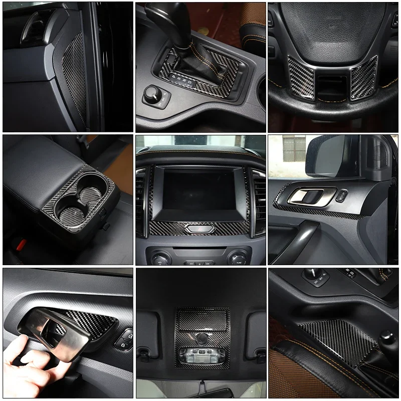 Panel de engranaje de coche para Ford Ranger 2015-2021, instrumento de Control Central, Panel decorativo, pegatina Interior, accesorios para coche