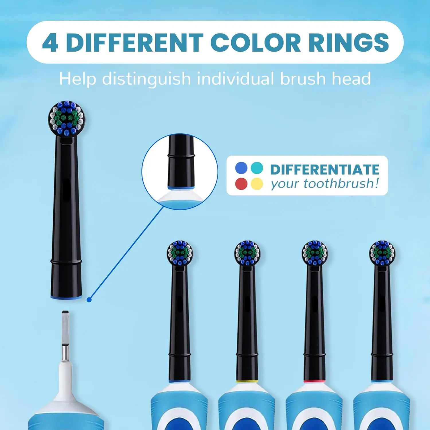 8/16PCS Black Professional Clean Toothbrush Heads for Oral-B Braun Brush Heads Refill for 7000/Pro 1000/9600/ 5000/3000/8000