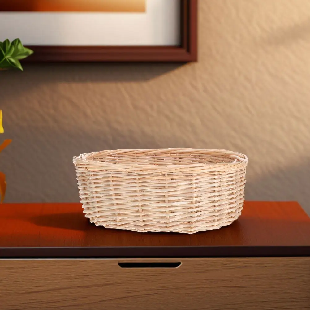 Natural Handwoven Wicker Bread Basket Oval Multi-Functional Storage Basket for Fruits Snacks Rolls Potatoes Onions Kitchen Table view 6