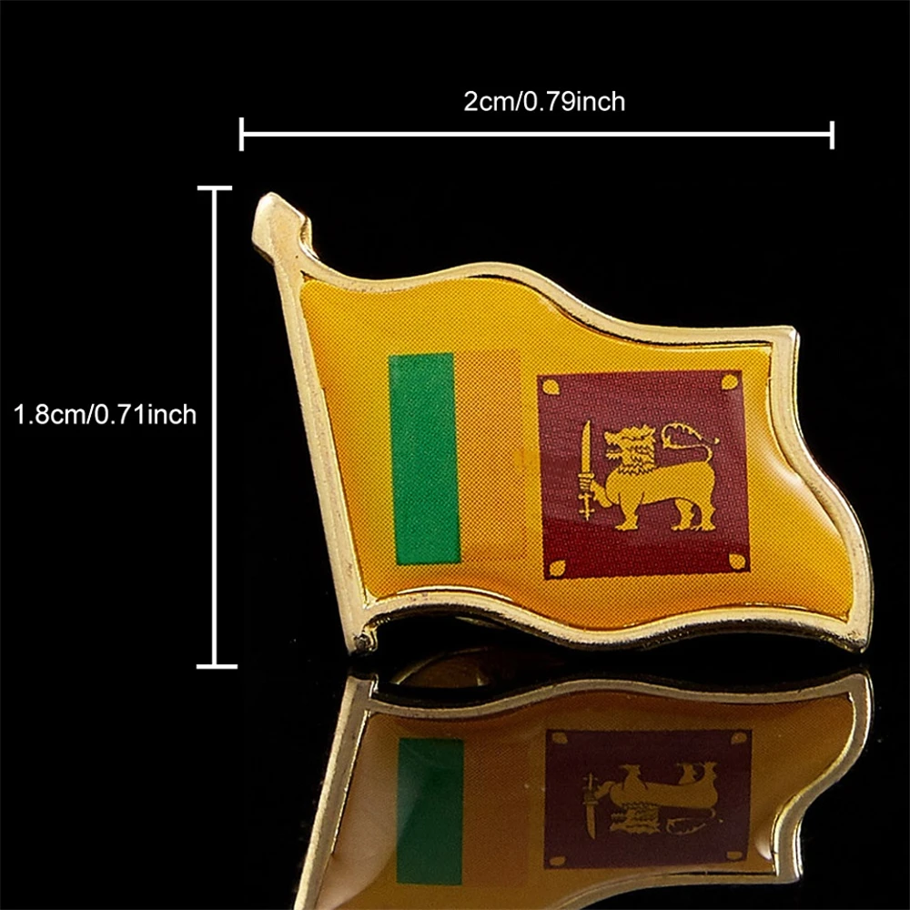 Sri Lanka Country Waving National Flag Gold Plated Courtesy Enamel Lapel Pin Badge Bag/Clothes Decoration