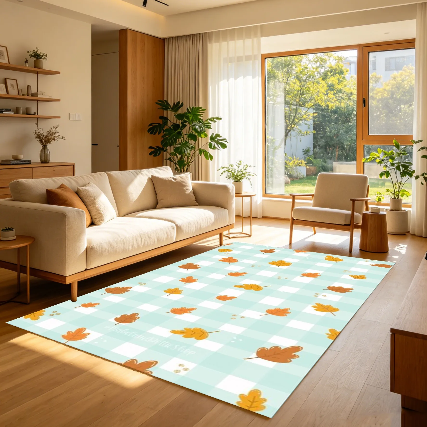 2D Carpet with Halloween Ghost Pumpkin Print + Spooky Season Slogan - a Sweet and Cool Girly Style with Vibrant and