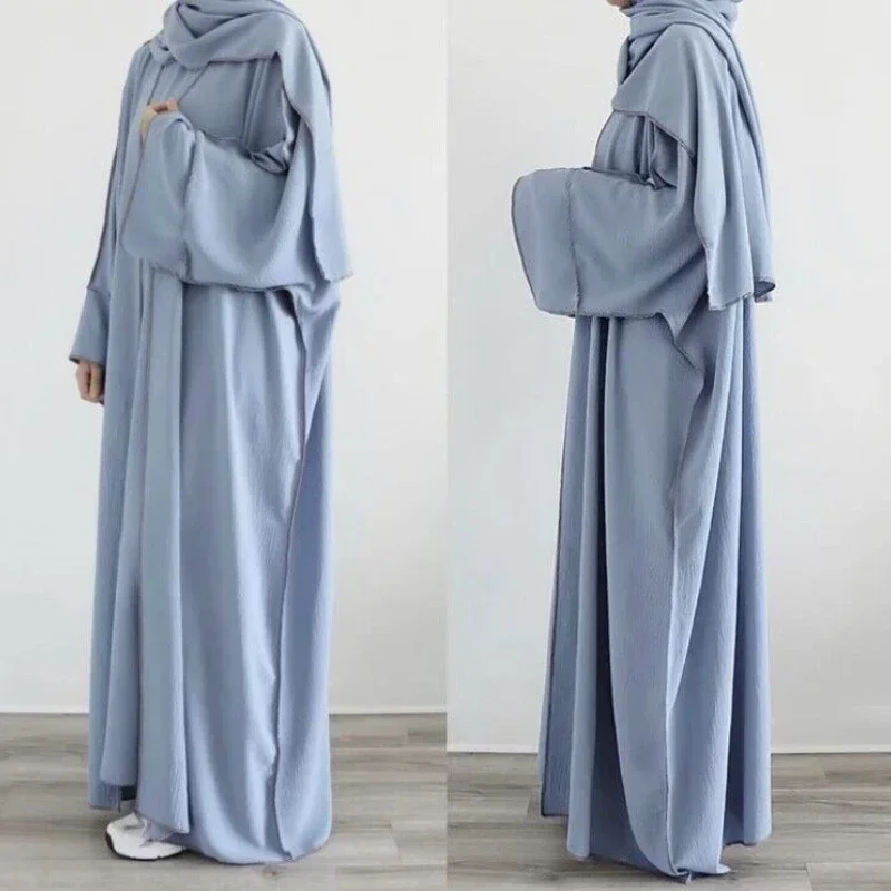 Two Piece Kimono Abaya Set for Women Matching Muslim Sets Ramadan Abayas Dubai Turkey Hijab Dress African Islam Outfit Niqab