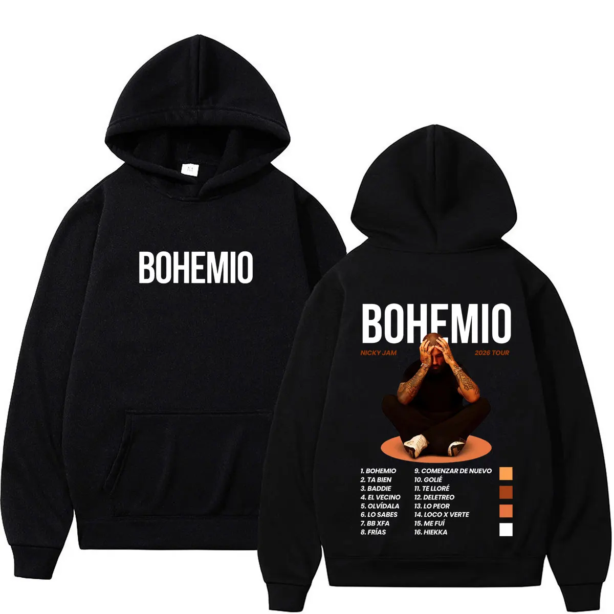 

Nicky Jam Bohemio Album Tour 2026 Print Hoodie Men Women Fashion Oversized Pullover Casual Gothic Punk Sweatshirt Streetwear
