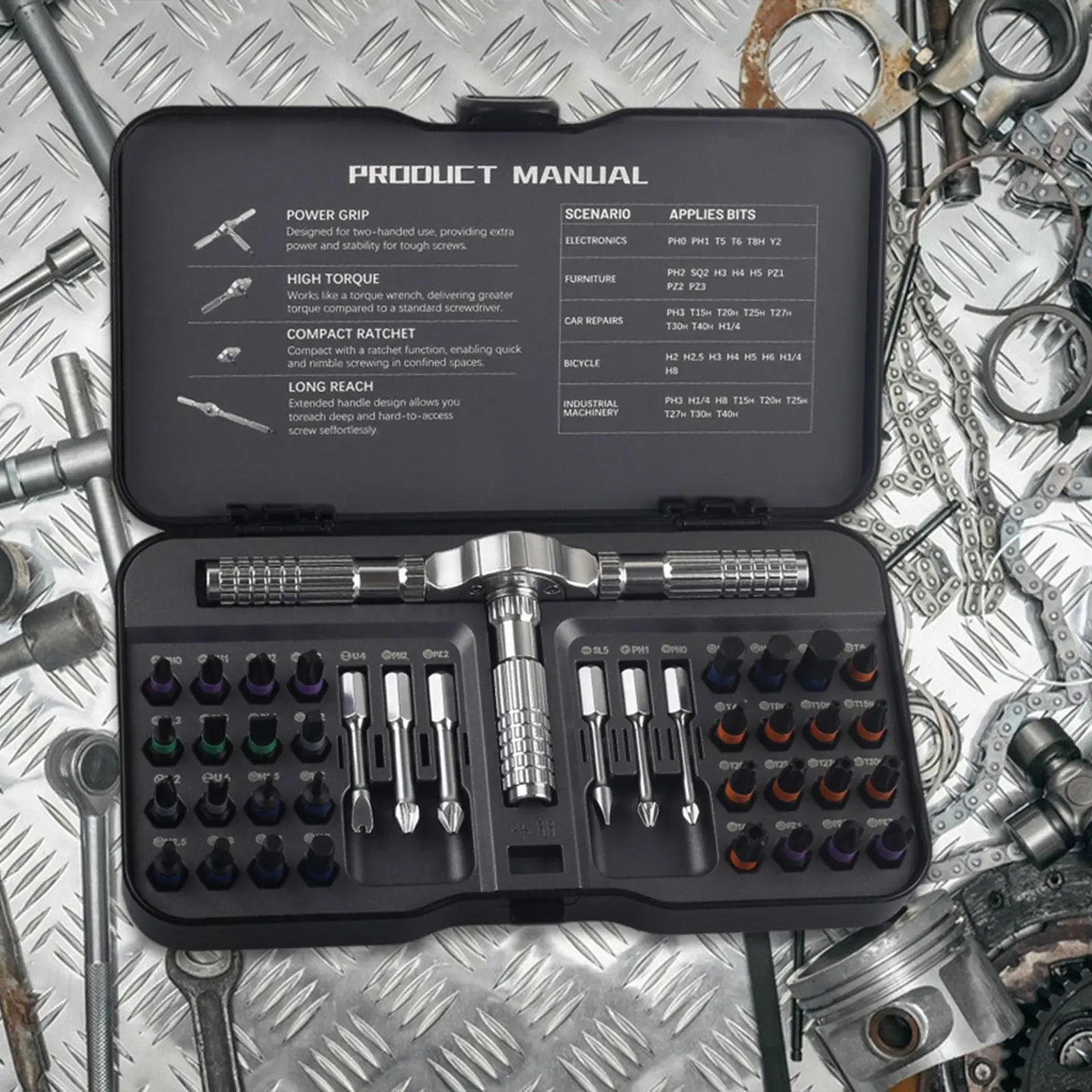 

DIY 40 in 1 Attraction Screwdriver Set Multi Bit Practical Sturdy Easy to Install Multifunctional Household Ratchet Wrench Kit