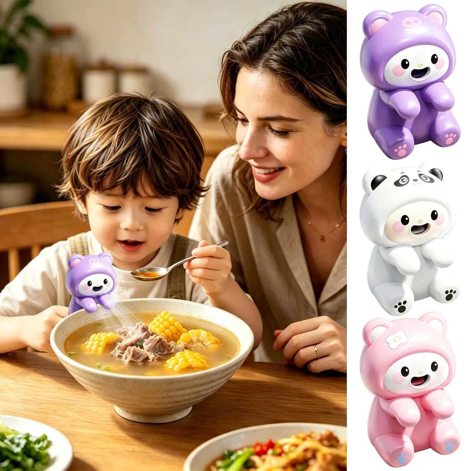 Mini Food Cooling Fan Quiet Animal Shape USB Rechargeable Personal Drink Chiller Fan for Soups Stews Coffees Teas Baked Goods