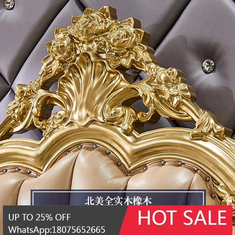 SGF European Style double Bed American Luxury Champagne Color Solid Wood Bed