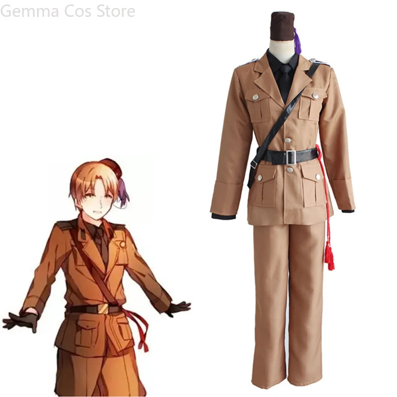 

Axis Powers Hetalia Luciano Vargas Cosplay Costume Jacket Shirt Hat Pants Fringe Anime APH Halloween Christmas Carnival Full Set