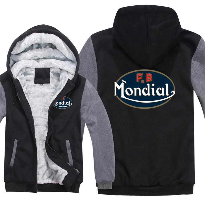 Sudaderas con capucha FB Mondial de invierno con cremallera gruesa Unisex FB Mondial Biker VARIOS sudadera hombre abrigo cálido chaqueta de calle de lana