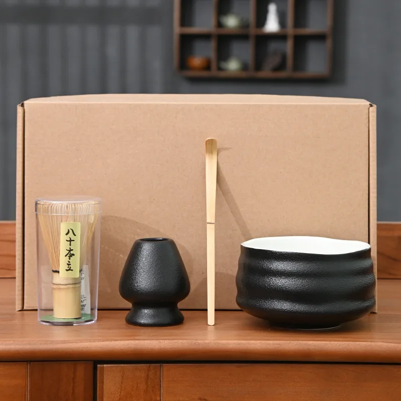 

Handmade matcha bowl ceramic tea set accessories tea whisk set set Japanese tea ceremony Song Dynasty point tea tools salad bowl