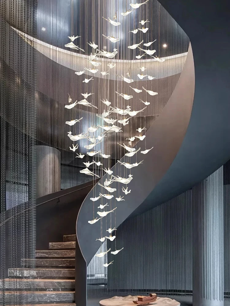 Imagem -06 - Swallow Bird Light para o Hotel Lobby Staircase Luz Giratória da Escadaria Villa Duplex Exhibition Hall Bar Counter Lustre Decorativo