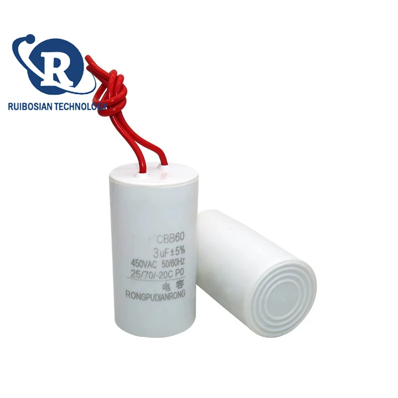 Capacitor de máquina de lavar CBB60 3/4/5/6/8/10/12/15/20/25UF Bomba de secagem e desidratação capacitor de partida