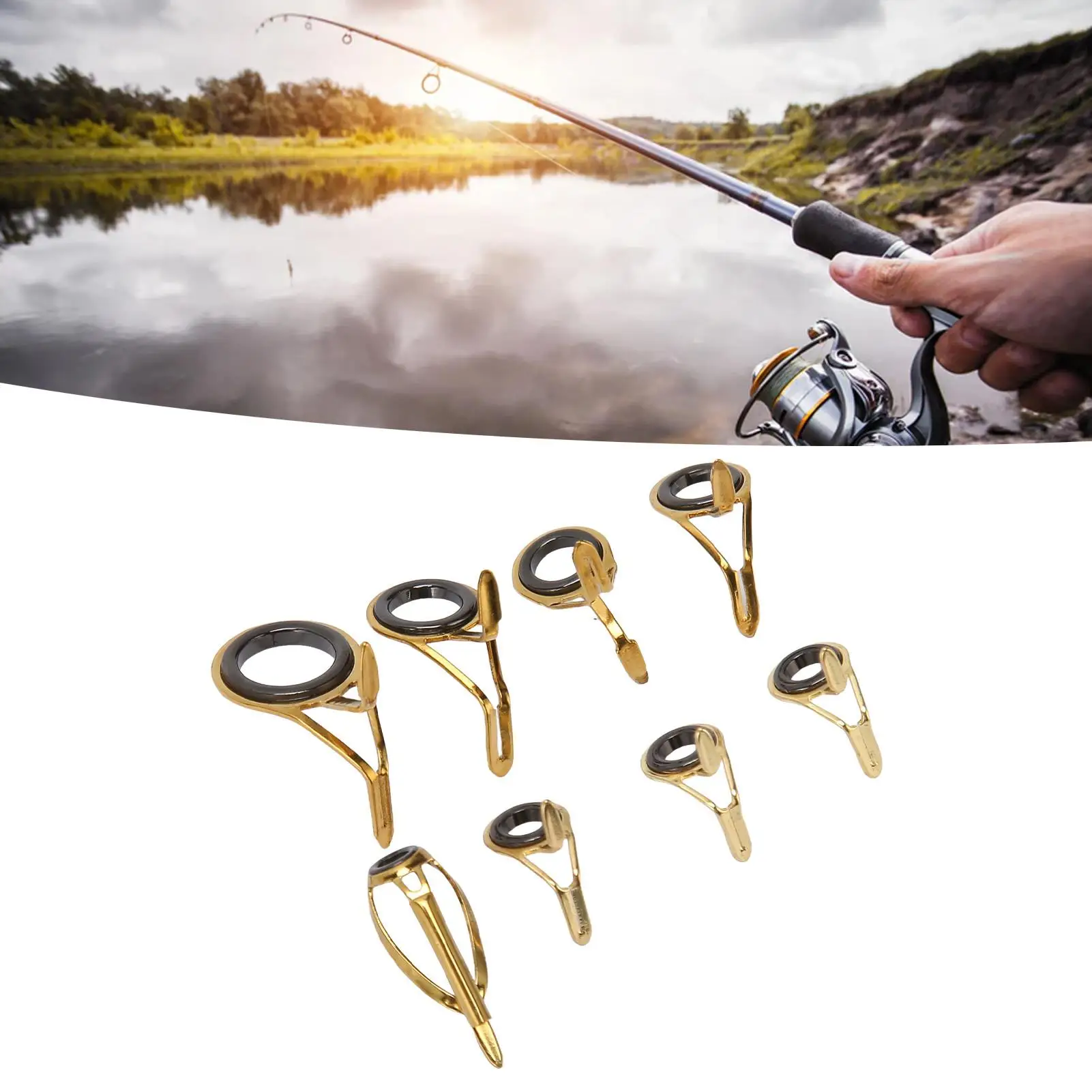 طقم تصليح طرف قضيب الصيد مكون من 8 قطع من الفولاذ المقاوم للصدأ ودليل استبدال حلقة السيراميك لقضبان الصيد #3