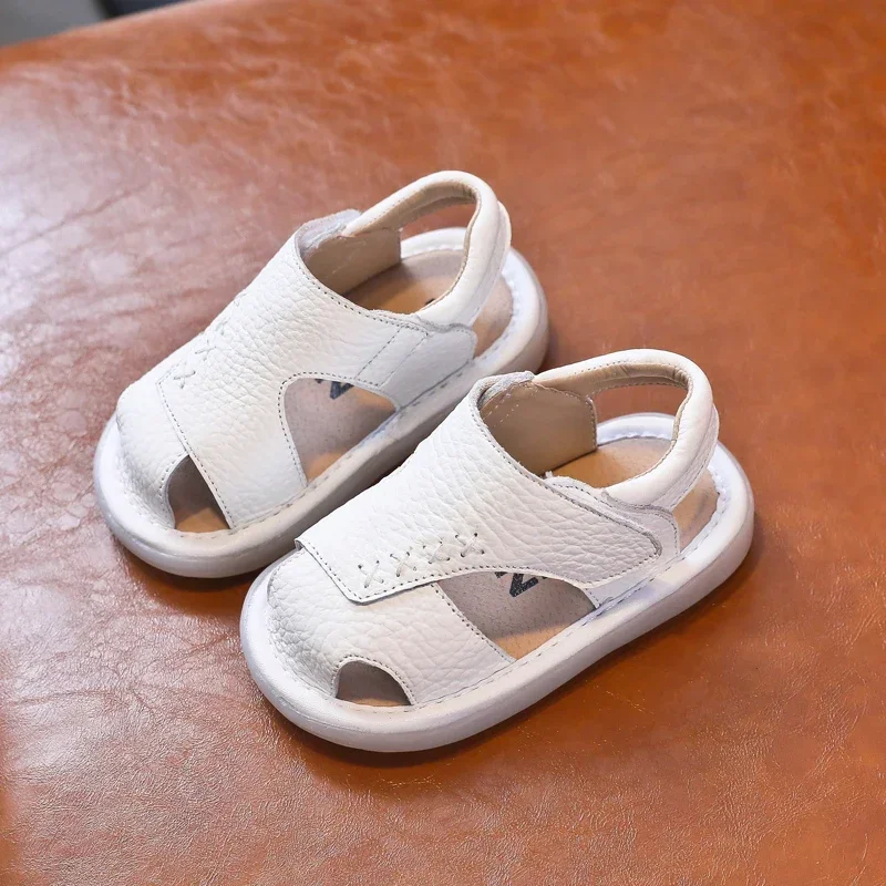 Baby Girls Boys Genuine Leather Sandals Summer Children Beach Shoes Toddler Kids Non-slip Soft Sole Lightweight Infant Shoes