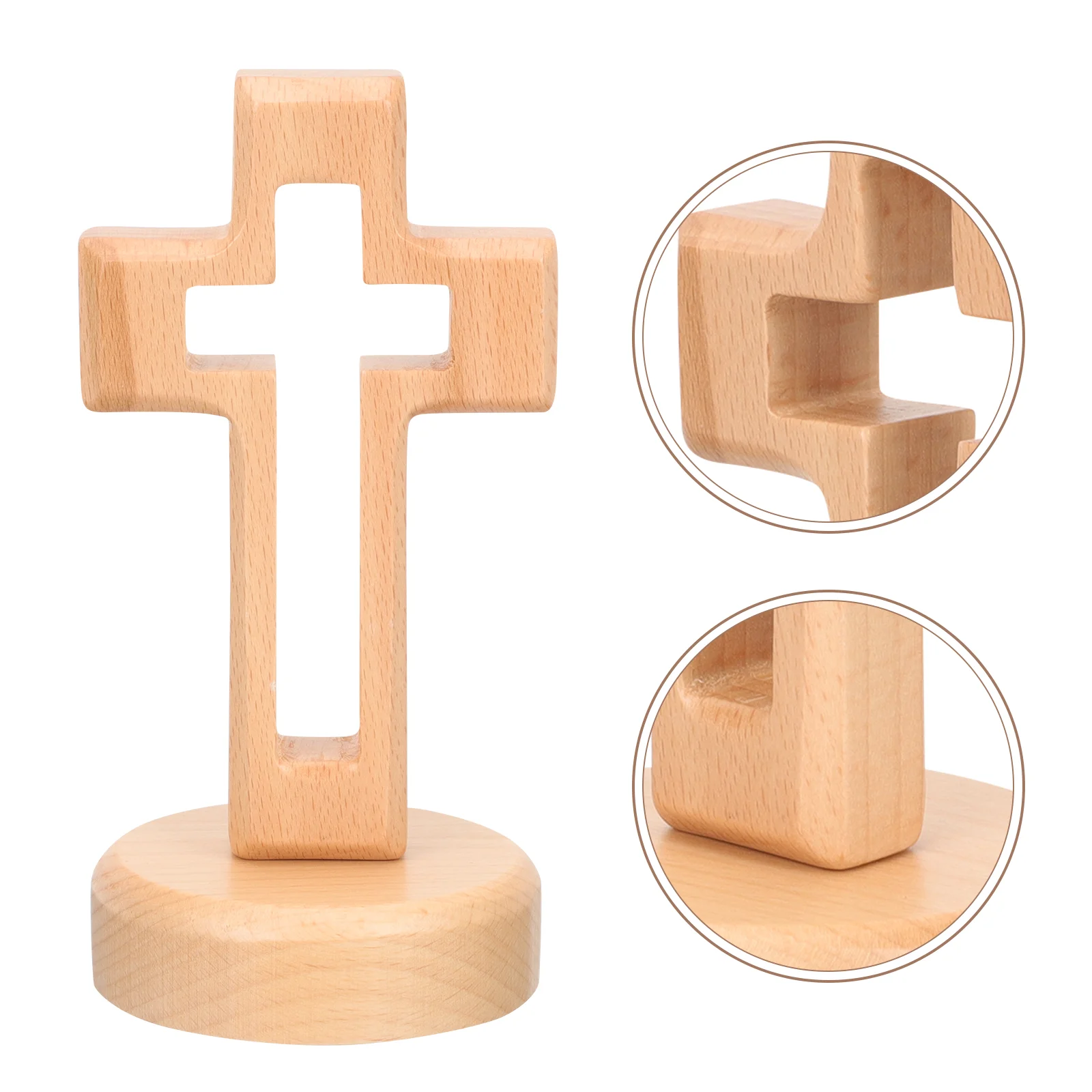 

Wooden Ornaments Barrette Cross Decor Standing Collection Man Craft Desk