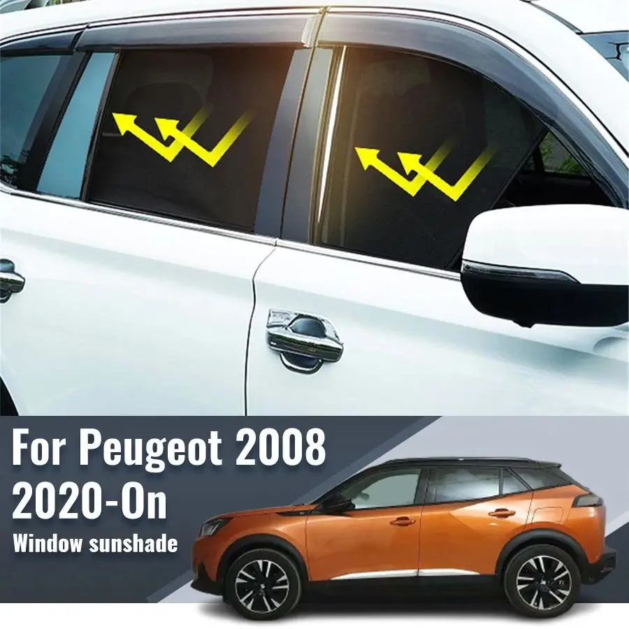 For Peugeot 2008 2020 2021 2022 2023 2024 Car Sunshade Front Windshield Magnetic Mesh Curtain Rear Side Window Sun Visor Shade