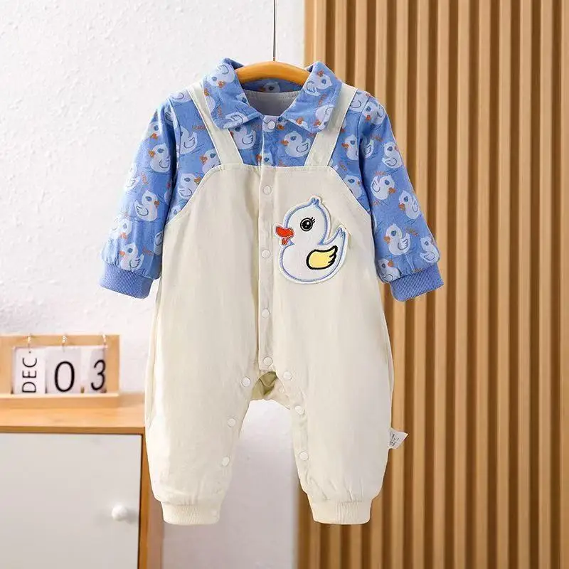 

Весенний детский комбинезон на внутренней подкладке, цельный костюм для новорожденных мальчиков с ремешком, удобная одежда для младенцев