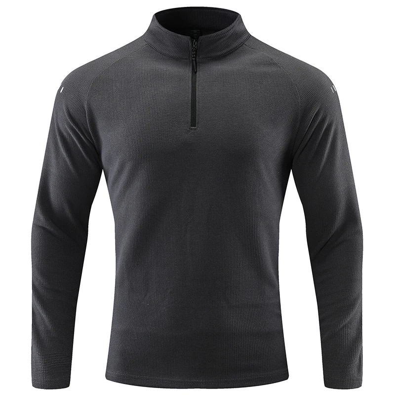 Camiseta de manga larga para hombre, marca CHRLCK, ideal para correr, con elementos reflectantes, tejido transpirable, adecuada para el gimnasio, para hacer jogging, para actividades físicas, ropa de primavera y otoño.