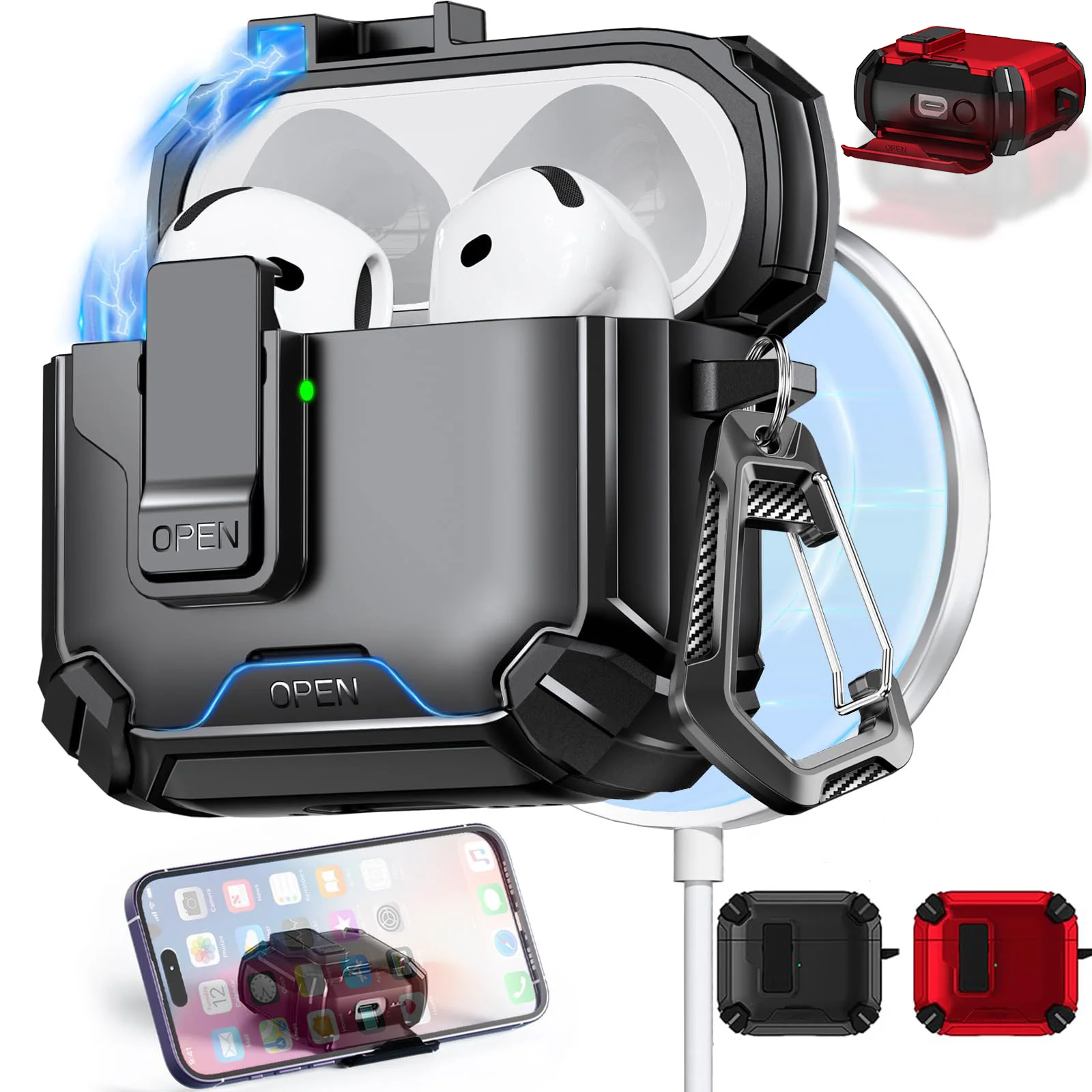 For Magsafe Wireless Charging Earphone Case For Samsung Buds 3 Pro Case Galaxy Buds3 Pro Cases Magnetic Automatic Lock With Hook