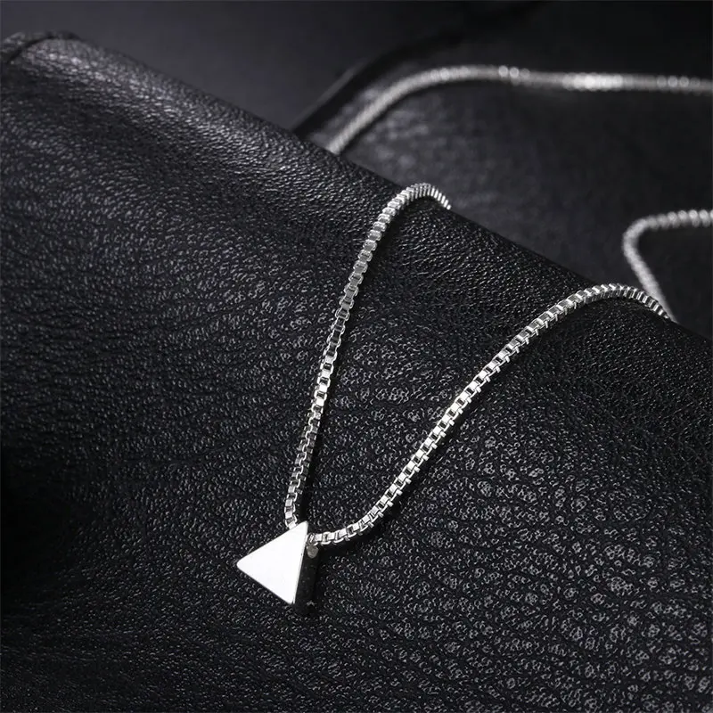 Charm 925 Sterling Silver 18 Inches Box Chain Triangle Necklace For Women Fashion Wedding Party Favors Jewelry Accessories