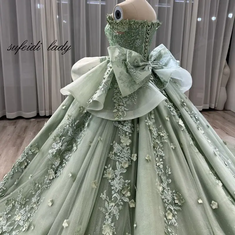 Vestido de casamento trem verde, Vestido principal da noiva, Quente, 2023