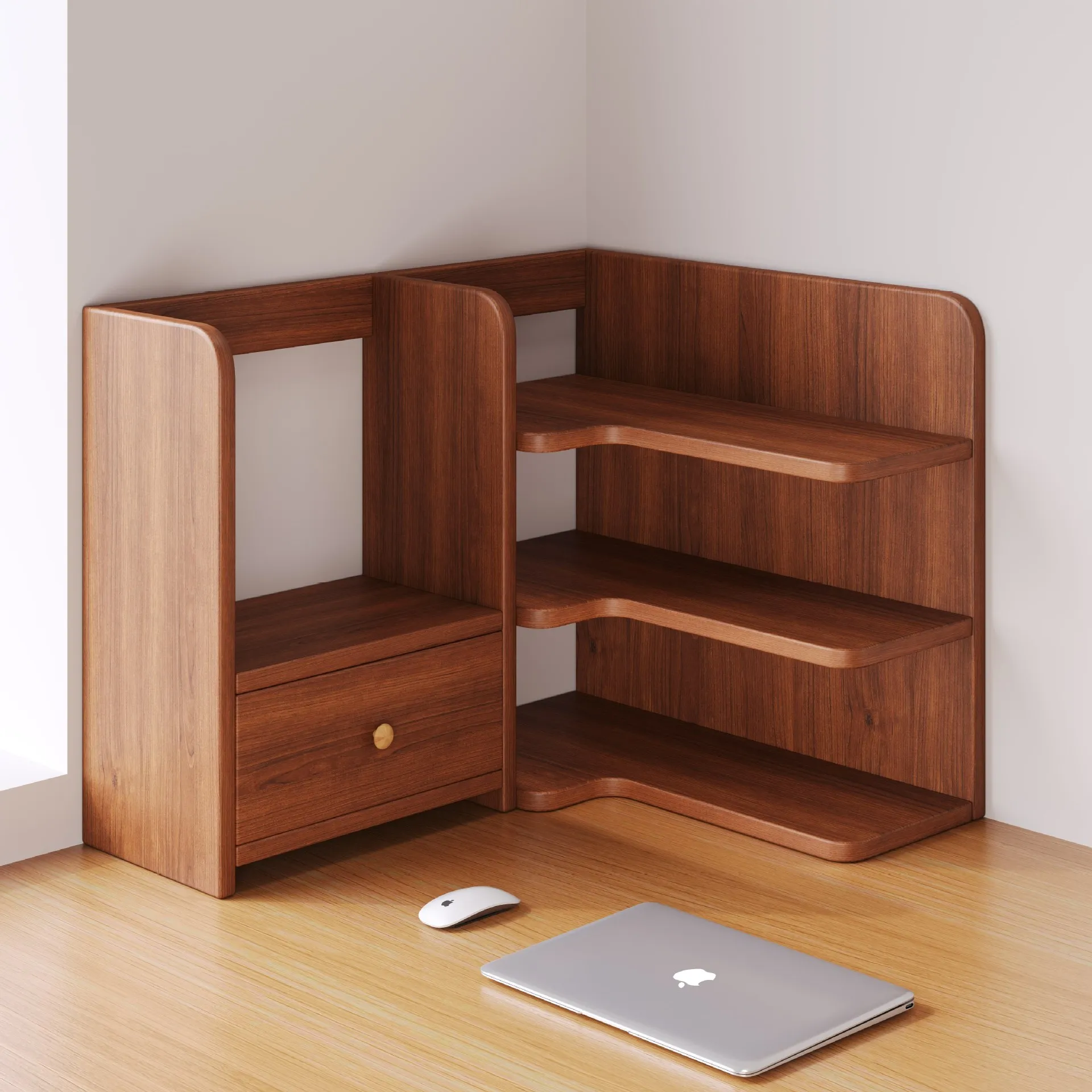 New Wooden Desktop Storage Rack 2/3 Tiers Space-saving Easy-to-assemble Tabletop Stand Compact Multi-functional Desk Bookshelf