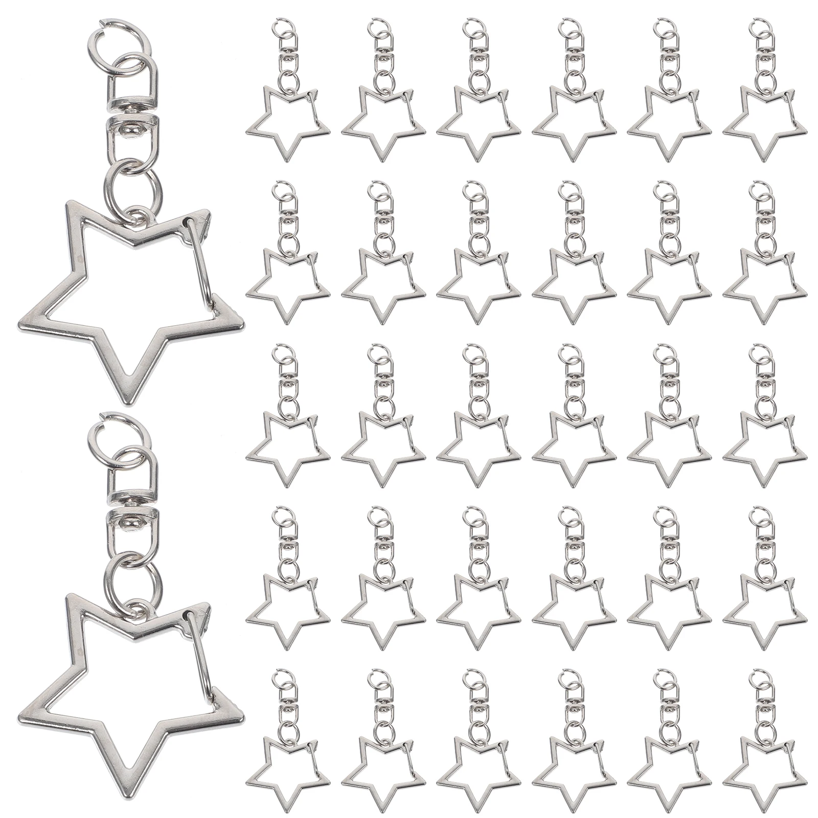 60pcs Keychain Spring Star Shaped Lobster Clasp Pentagram Hanging Keychains DIY Star Shaped Spring Keychain Clip Hook