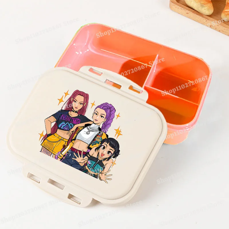 

KPop Demon Hunters Lunch Boxs Kawaii Anime Large Capacity Bento Box Boys Girls Fashion Sealed Leak Proof Rice Box Food Container