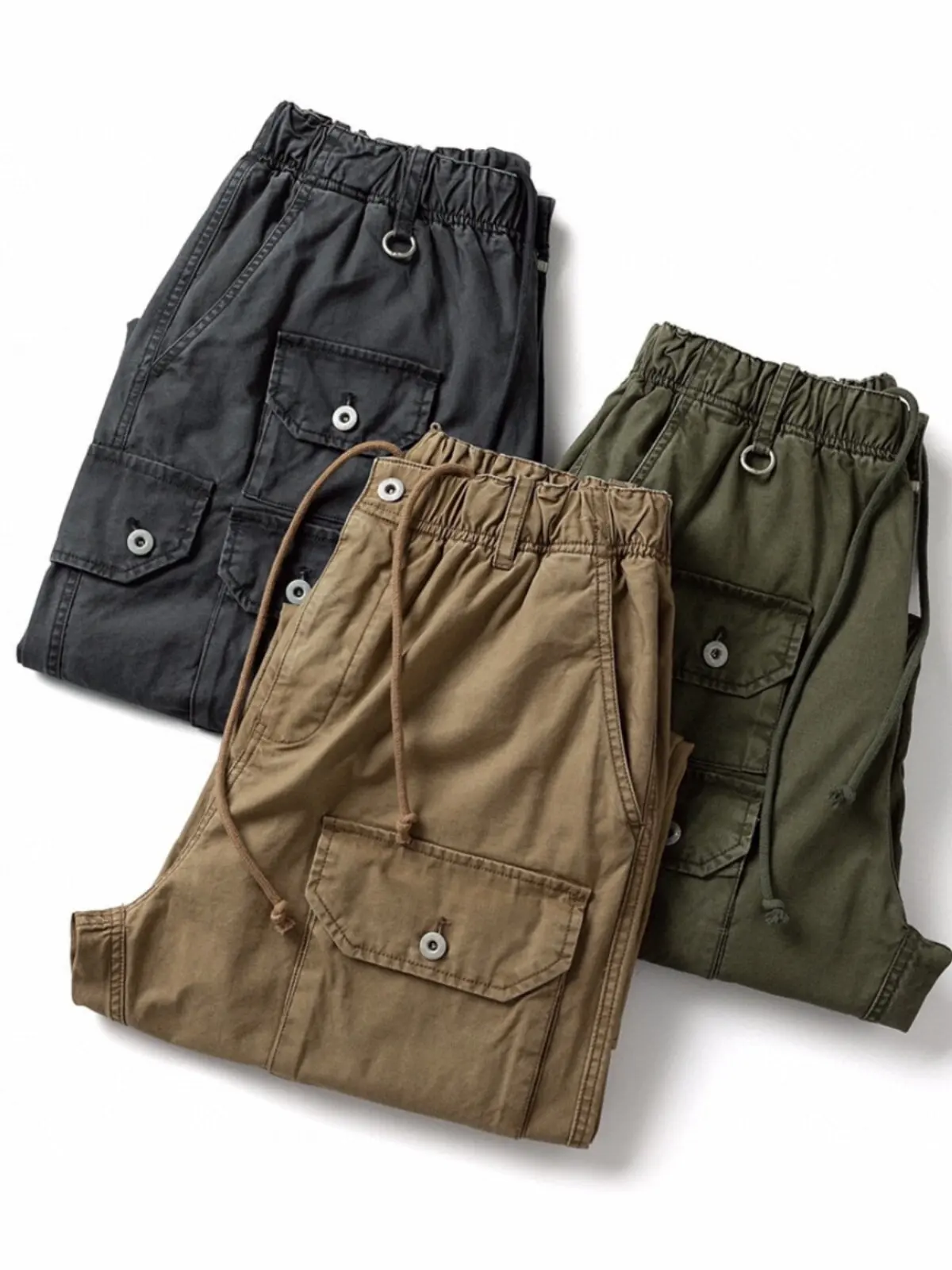 23AW Japanese Trendy Retro Washed Multi Pocket Pants Men's Loose Vintage Style Large Pocket Straight Leg Pants