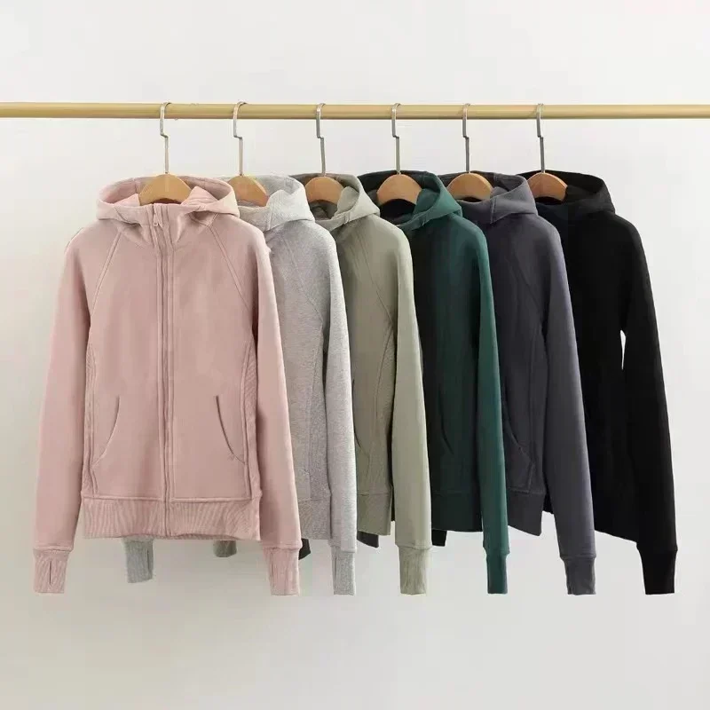 Feminino mergulho outerwear esportes hoodie outono/inverno engrossar quente fino-ajuste manga longa com capuz camisolas definir jaquetas casaco