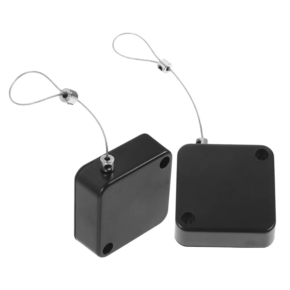 2Pcs Anti-Theft Retractable Cable Tether Lock Telescopic Steel Wire Holder Automatic Cable Case for Electronic Product Security