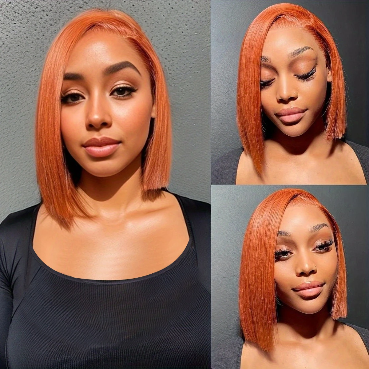 

Orange Color Bob Human Hair Wig 13x4 Lace Frontal Human Hair Wig 350# Ginger Orange Color Straight Human Hair Wig For Women