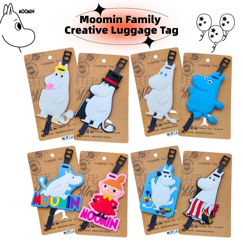 Moomin cartoon chubby boarding pass,Moomin family personality luggage tag,suitcase pendant,creative travel checked bag accessory