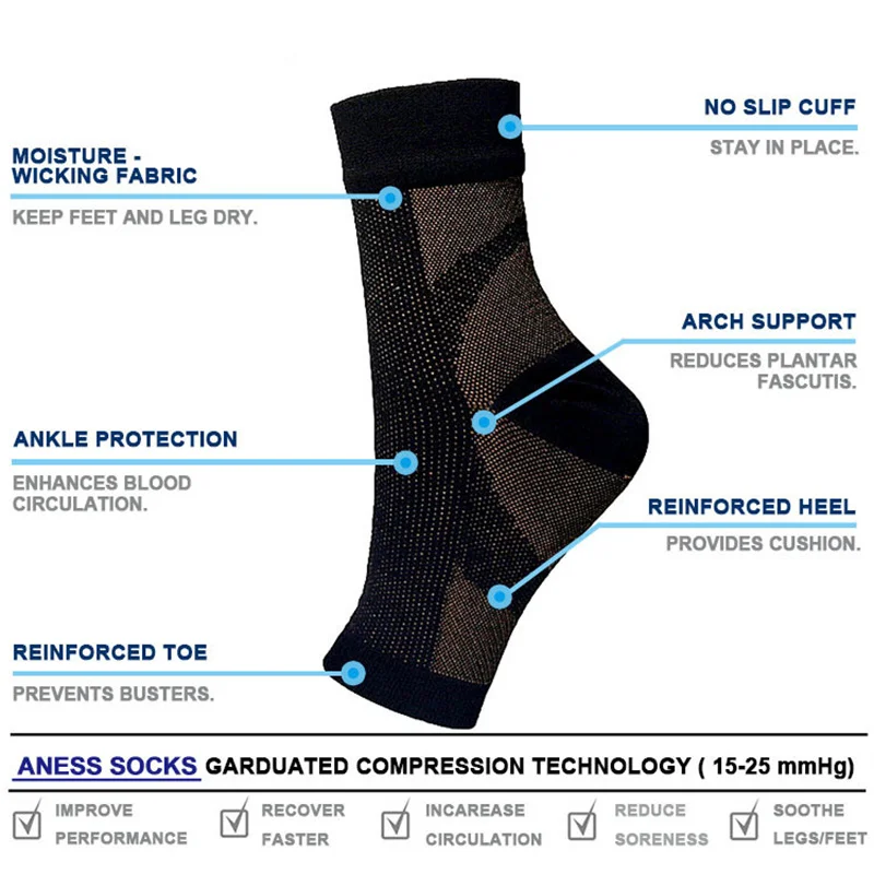 Men Women Foot Circulation Swelling Relief Foot Sleeve Socks Foot Anti Fatigue Compression Varicosity Ankle Support Socks