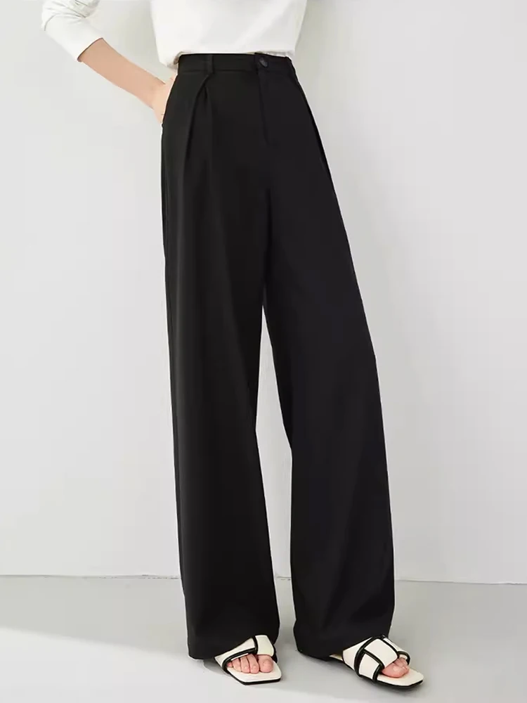 Vimly High Waist Wide Leg Pants Women 2024 Spring Full Length Straight Suit Pant Loose Casual Trousers Women\'s Clothing M5326