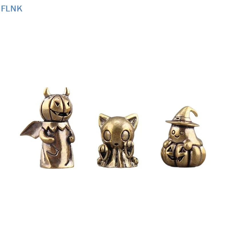 【KC】Brass Pumpkin Demon Small Figurine Moon  Decoration Statue Desktop Ornaments Halloween Party Gifts Home Decoration Crafts