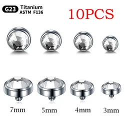 Piercing microdérmico de titanio, superficie de cristal, Tragus, ombligo, piel, buceador, ancla dérmica, Top, joyería corporal Sexy, 10 unidades por lote