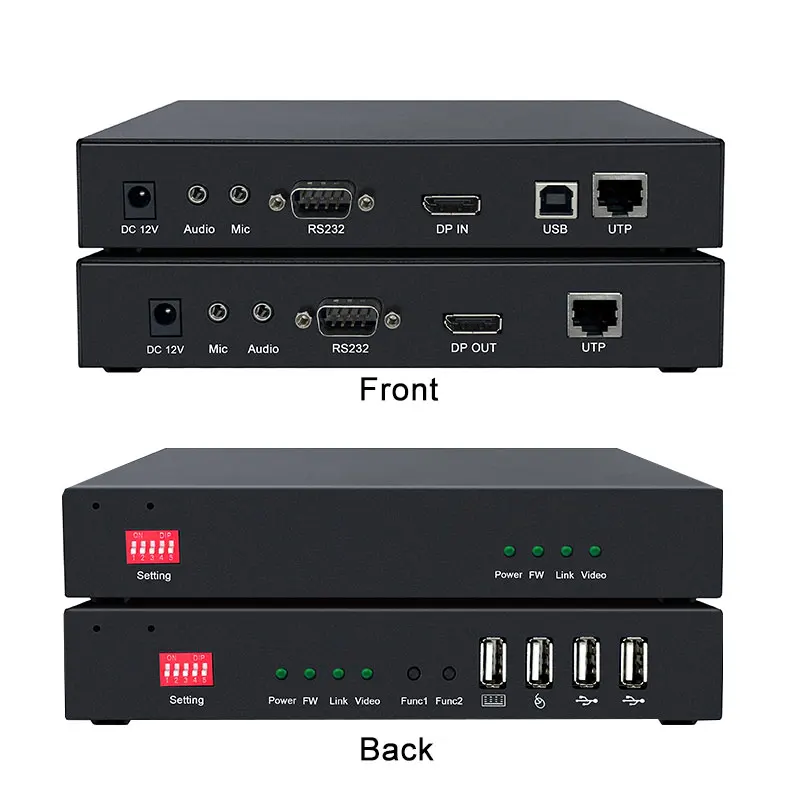 Extender KVM DP 4K 150m Melalui Kabel Cat5e/6/7, Extender Ethernet dengan Audio RS232 USB2.0