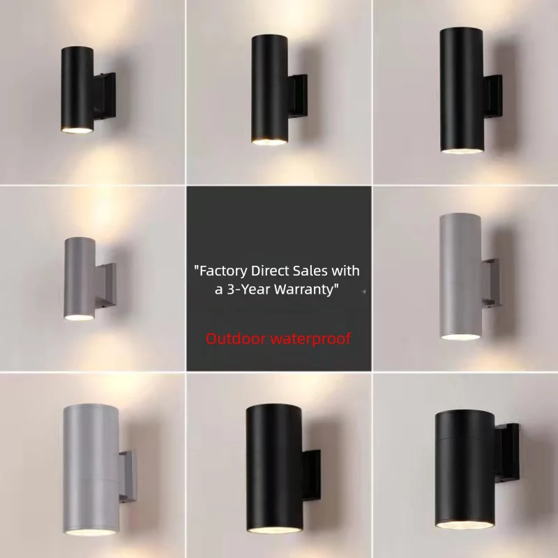 

UDDALight IP65 Waterproof Outdoor LED Wall Light Up Down Cylinder Black Aluminum 12W 18W 24W Warm White 3000K Porch Garden
