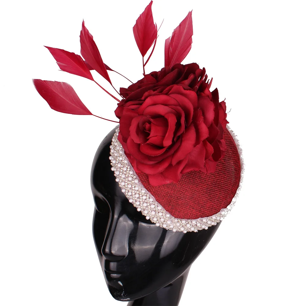 Elegant Bride Wedding Fascinator Hat Headband Flower Headwear Fancy Formal Chapeau Cap Hair Accessories for Women