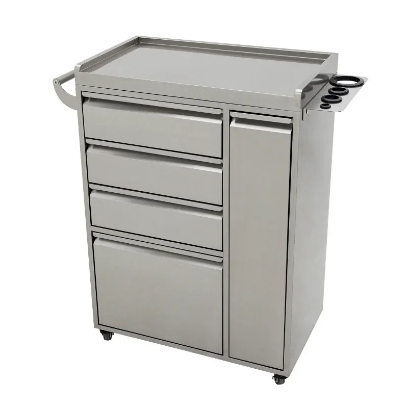 Hair salon removable stainless steel push-pull tool cabinet, barber shop hair cutting locker, mobile cabinet