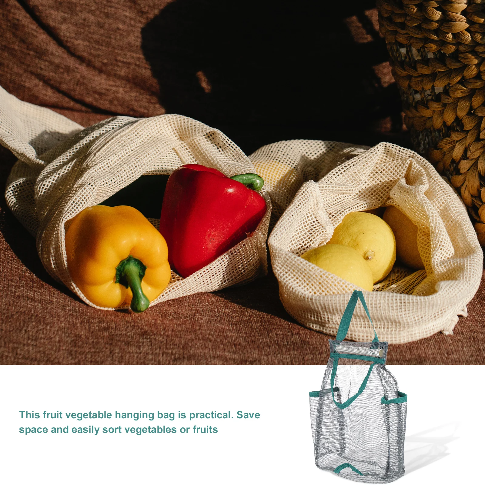 

Vegetable Storage Bag Practical Hanging Mesh Bags for Onion Space-saving Polyester Kitchen